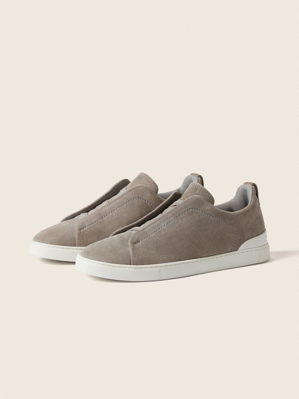 ZEGNA Triple Stitch Grey Mélange Suede Sneakers Men’s US 13 Made in Italy
